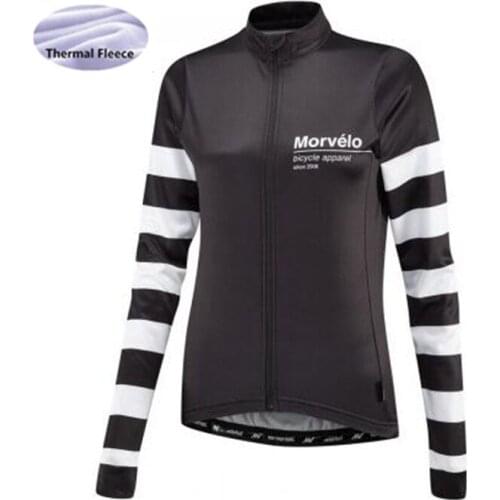 Morvelo women Winter Thermal Fleece long sleeve cycling jersey Windproof bike jersey bicycle waterproof coat ropa ciclismo