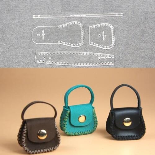 1pc Acrylic Stencil Laser Cut Template DIY Leather Handmade Craft Mini Coin Purse Key Ring Pendant Sewing Pattern 45x50x20mm