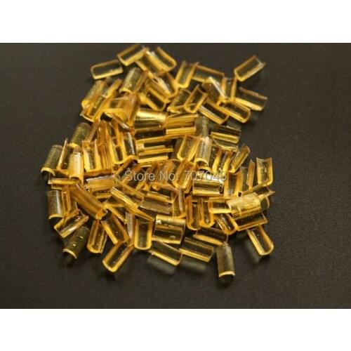 Clear yellow color Keratin Nail Rebonds Tips for Hair Extensions 100 pieces per bag