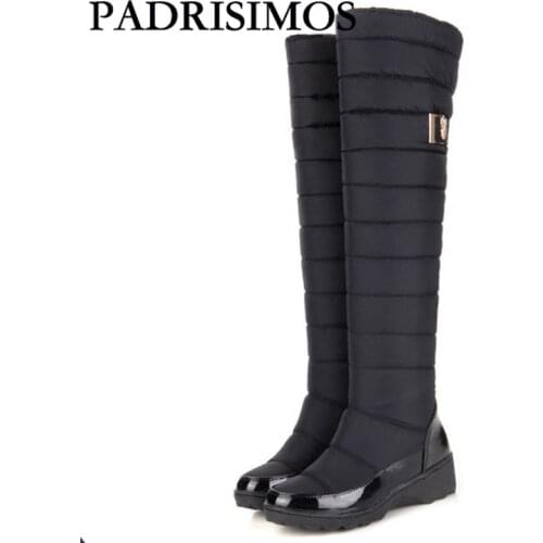 Winter New PU Warm Down Snow Boots Fashion Casual Flat Bottom 51cm Over the Knee Cotton Boots Mother Cotton Shoes HX-53S