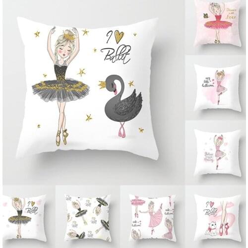 45cm Ballet Dancing Girl Hugging Pillowcase Peach Skin Velvet Home Decorative Cushion Cover Girl Bed Room Sofa Pillow Cover Gift