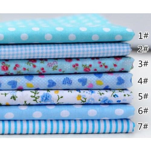7pcs Blue 25X25cm 100% Cotton Patchwork Fabric for DIY Sewing Quilting Tissue Kids Bedding Doll Bags Cloth Textiles Fabric BL007