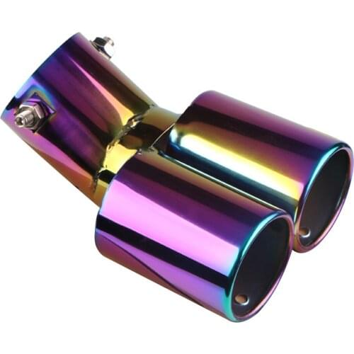 Car Bent Dual Exhaust Tip Bolt-on Straight Cut Full Color Stainless Steel Exhaust Tailpipe Tip 2.5 inch ID Inlet External Parts