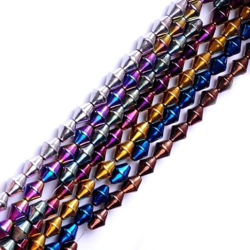 7colors 4.3*5.6mm Natural Stone Bright Hematite Beads navetta shape beads for DIY Necklace Bracelet Jewelry Making Accessories