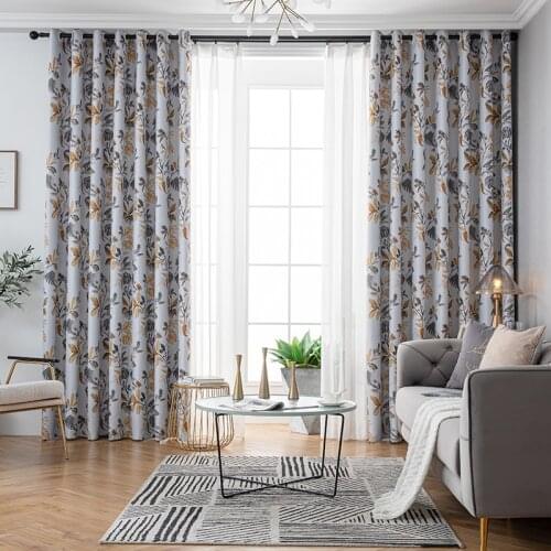Ink Painting Curtains For Living Room Luxury Yellow Tree Blind Drapes Window Panel Fabric Curtain For Bedroom