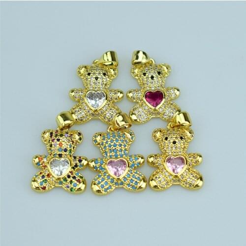 Zircon Bear Pendant 2021 New Necklace Ladies Fashion Jewelry Bear Pendant Necklace Pave Zircon Necklace Bracelet