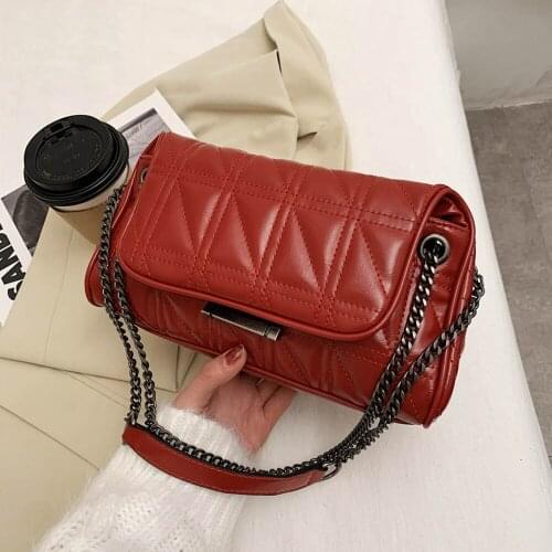 Elegant Female Square Crossbody bag 2021 Fashion New High quality Leather Womens Designer Handbag Chain Shoulder Messenger Bag