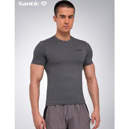 Santic Men Cycling Jerseys Half Zipper MTB Bike Sports Shirts Breathable Mesh Mountain Riding Clothing Sport T-shirts Asian Size