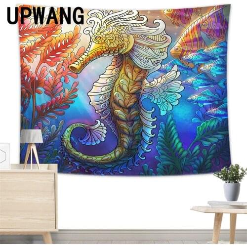 Hippocampus Tapestry Wall Hanging Sandy Beach Picnic Rug Camping Tent Sleeping Pad Home Decor Bedspread Sheet Wall Cloth