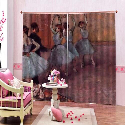 Custom European style Oil painting Beauty ballet dance Curtain For Living Room wedding Bedroom Blackout Window Drapes Decor Sets