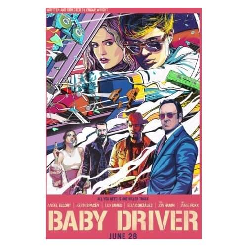 Hot New Baby Driver Movie 2017 Film Kevin-Silk Art Poster Wall Sicker Decoration Gift