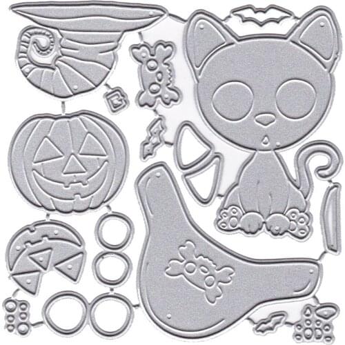 Halloween Cat Pumpkin Metal Cutting Dies Stencil DIY Scrapbooking Album Stamp