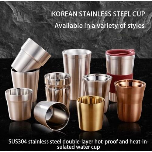 304 stainless steel multi-purpose water cup double-layer insulated coffee cup creative beer glass children water cup mug