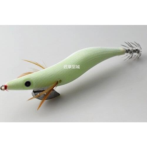 1PCS Squid Jig Fishing Wood Shrimp Lure Squid Cuttlefish Jigs Lures Spinnerbait Wood Shrimp with 3.5# Hook