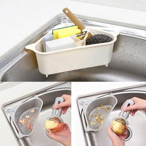 New Kitchen Organizer Kitchen Triangle Storage Holder Sucker Washing Bowl Sponge Drain Shelf Storage Stand Dish Cloths Holder