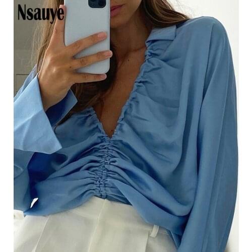 Женские атласные рубашки NSAUYE China At AliExpress