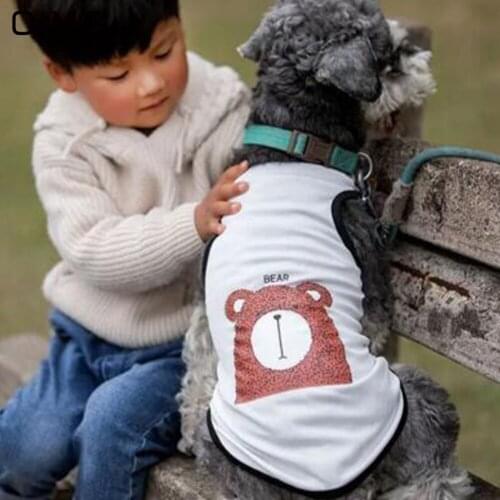 OIMG Small Dogs Clothes Cartoon Bear Fox Dog Shirts Puppy Sleevless Clothes Cat Summer Pet T-shirts For Spitz Pomeranian Bichon