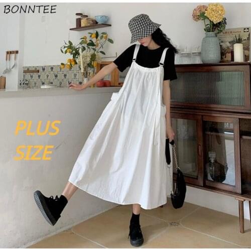 Solid Dresses Women Pockets Japanese Style Chic Trendy Popular Leisure Preppy Simple All-match Harajuku Loose Summer Female Cozy