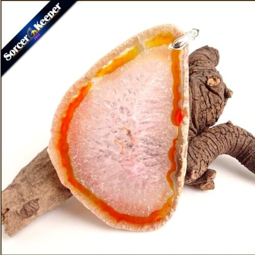 High Quality Natural Crystal Cluster Gem Stone Jewelry Polished Faceted Agates Slice Beads Pendant Necklace for Women AA393