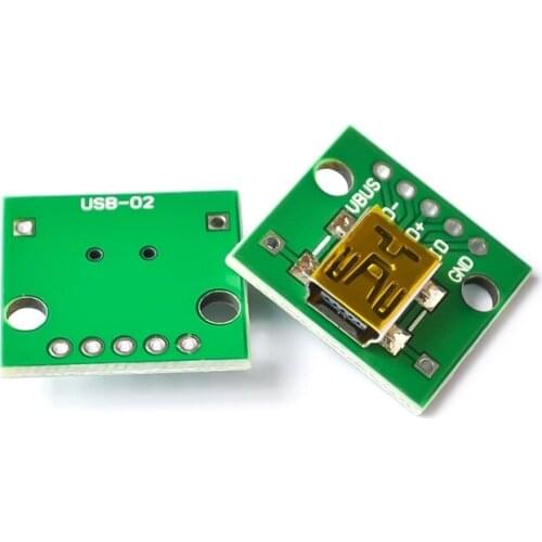 10pcs USB to DIP female header MINI5P patch to 2.54mm straight plug welded adapter board (U8)