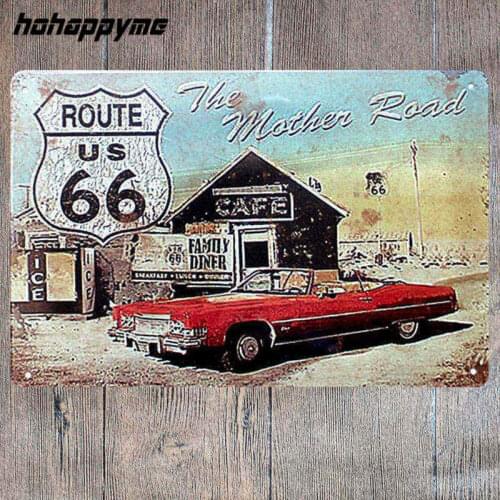 Poster Route 66 Decor Metal Sign Decoration Tin Plates Retro Metal Signs Wall Art Plaque Vintage Pub Beer Home Decor 20*30 CM
