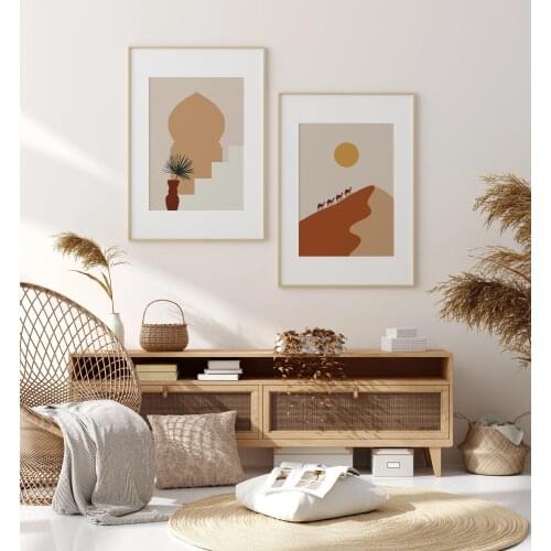 Marrakech Sahara Desert Camel Poster Bohemian Landscape Canvas Painting and Prints Islamic Architecture Wall Art Pictures Decor