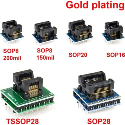 6PCS Adapters Socket Kit SOP28+SOP20+SOP16+SOP8150mil/200mil+TSSOP48 Adapter for TL866CS TL866A TL866Il PLUS RT809H Programmer