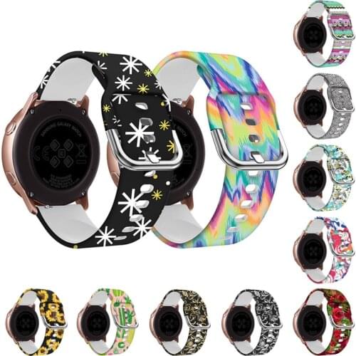 20mm Silicone Print Soft Band for Samsung Galaxy Active 2 Classic Watch Gear S2 Sport Strap for Huawei GT 2 Watch Belt Wristband
