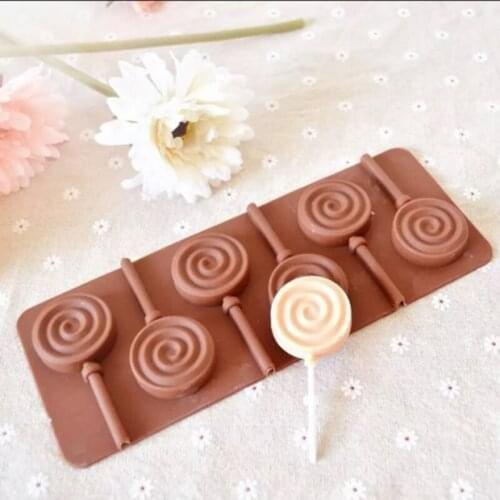 Silicone Chocolate Lollipop Mold Shape Cake Cookie Candy 6 Holes DIY Handmade Baking cake Mold And 6 Pcs Stick Sticks