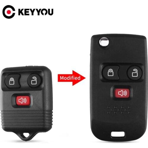 KEYYOU Modify Folding Car Remote Flip Key Shell Case 3 Buttons For Ford Mercury F150 E150 F250 Fob Switchblade Auto Key Cover