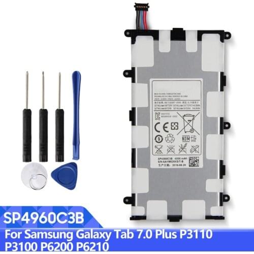 Samsung Original SP4960C3B Battery For Samsung GALAXY Tab 7.0 Plus P3110 P3100 P6200 P6210 Replacement Tablet Battery 4000mAh