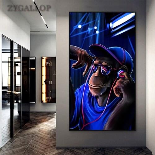 Modern Pop Art DJ Monkey Poster Orangutan Canvas Painting Home Decoration Wall Art Posters Print Wall Pictures for Living Room