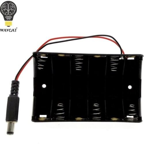 SUQ Size 6 AA Battery Case Holder Box For 6pcs Size AA Battery Case Storage Holder With DC2.1 Power Jack For Arduino
