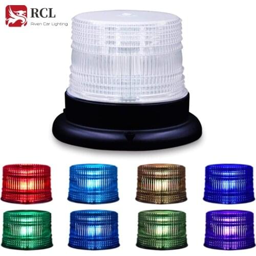 LED Beacon Strobe Light 8 Colors Adjustable Emergency Rotating Strobe Light with Magnetic Base for DC Cigarette Lighter Plug