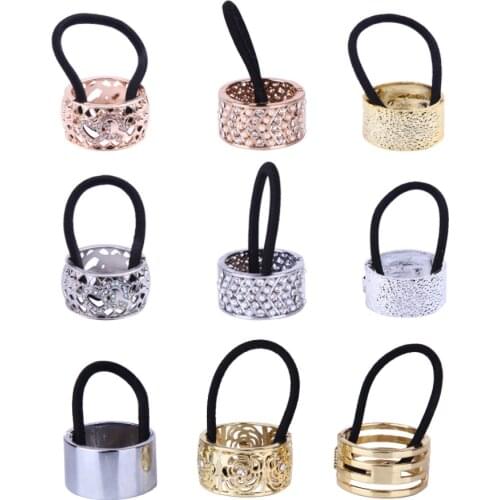 New Metal Hollow Hairpins Fixed Ponytail Retro Punk Girls Elastic Rope Rhinestone Hair Clips Twist Claw Hair Accessories Women