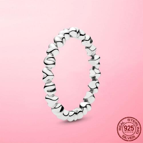 Trendy New Love Rings 925 Sterling Silver Stacking Heart Rings for Women Party Birthday Gift S925 Silver Female Fine Jewelry