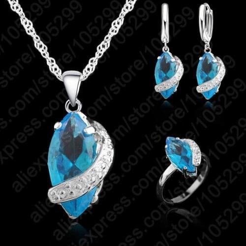 Marquis ZirconClassic 925 Sterling Silver Rhinestone Cubic Zircon Crystal Jewelry Set Women Wedding Gift Wholesale Accessories