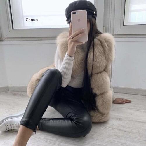 Womens Faux Fox Fur Sleeveless Vest 2020 New Autumn Winter Female Warm Outwears Lady Solid Fluffy Middle Long Coat Clothes