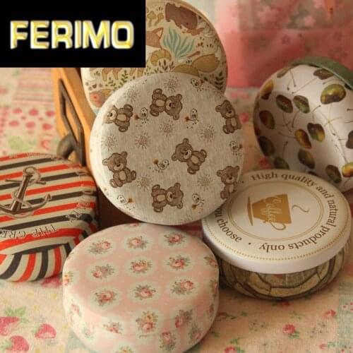 Tinplate Round Macaron Dessert Tin Box Small Storage Coin Jewelry Case Chewing Gum Box Exquisite Printing