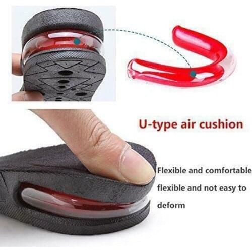 1 Pair Height Increase PU Shoes Insoles Multi Layer Air Cushion Taller Heel Insert AIC88