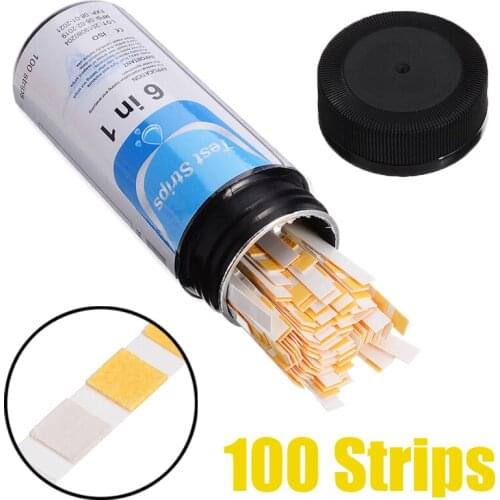 100pcs 6 In 1 Test Strips For PH Level Total Alkalinity Nitrite Free Chlorine Total Chlorine Hardness Water Quality Test Paper
