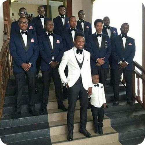 Custom Made 2020 Black Mens Wedding Suits Prom Groom Male Tuxedos 3 Piece Set Bestman Suit (Blazer+Vest+Pants)