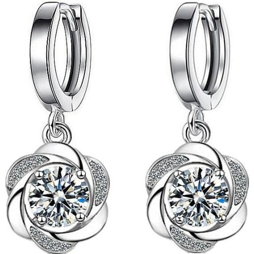 2021 New Style Rhinestone Earrings Round Flower Earrings Love Heart Earrings For Ladies Gift