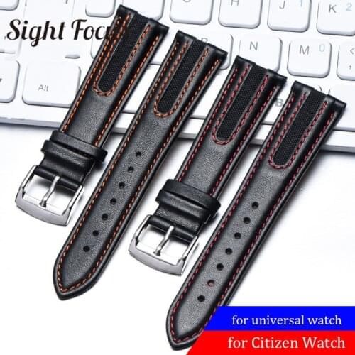 21mm Red Stitch Watchbands for Mido Longines Citizen Watch Strapes Calf Leather Watch Band Bracelets Relogio Masculino Orologio