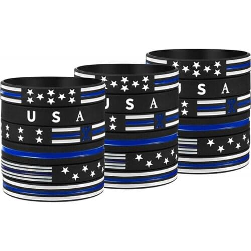 300pcs Motivational Police American Flag Silicone Bracelets Rubber Wristbands Free Shipping by DHL