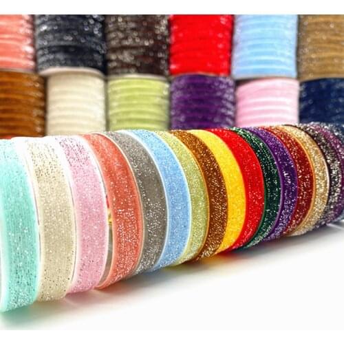 5Yards 10mm Silver Silk Thread Wire Glitter Ribbon Wedding Party Decoration Ribbon Hair Bowknot DIY Christmas Ribbon