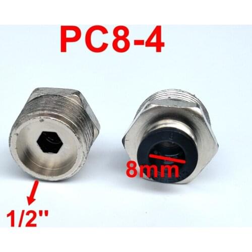 5pcs/lot 8mm Tube 1/2'' Thread Pneumatic Fitting Quick Joint Connector PC8-4