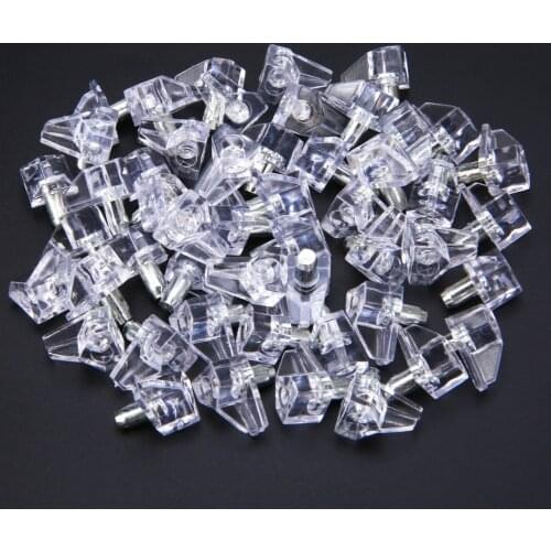 50pcs 5mm Clear Shelf Supports Pegs Studs With Metal Pin Kitchen Cabinet Shelves Accessories