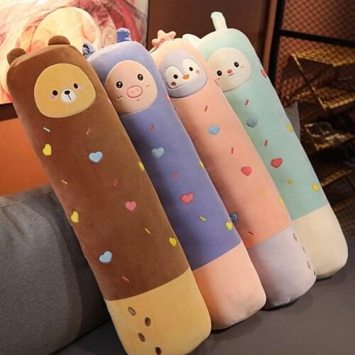 70/90/130cm Cartoon Animal Long Pillow Stuffed Penguin&Rabbit&Bear&Pig Plush Toy Doll Boyfriend Pillow Children Birthday Gift