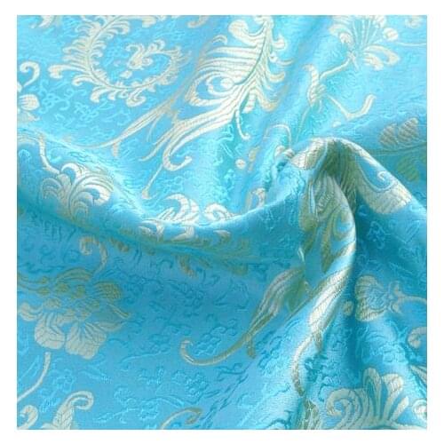 75cm*100cm Brocade cloth fabrics costume doll dress fabric clothing apparel fabrics / Aqua gold brocade Fissidens dress cloth